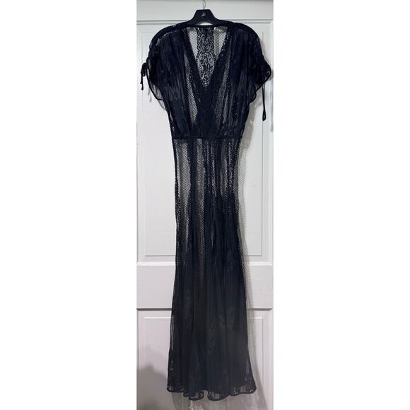 Maje Black Lace Sheer Cover Up Maxi Dress Size 1 - Picture 9 of 15